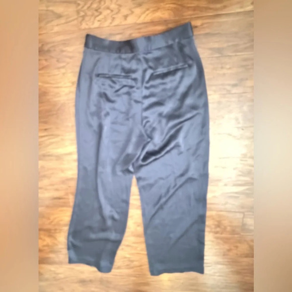 Babaton Aritzia Navy Satin Dress Pants Straight Leg Pleated Office Party Sz 8 - Picture 3 of 13